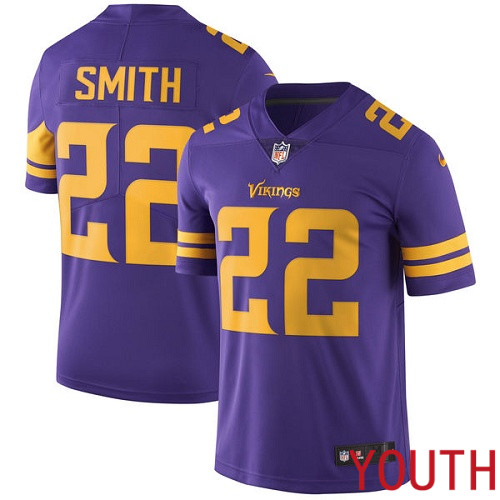Minnesota Vikings #22 Limited Harrison Smith Purple Nike NFL Youth Jersey Rush Vapor Untouchable